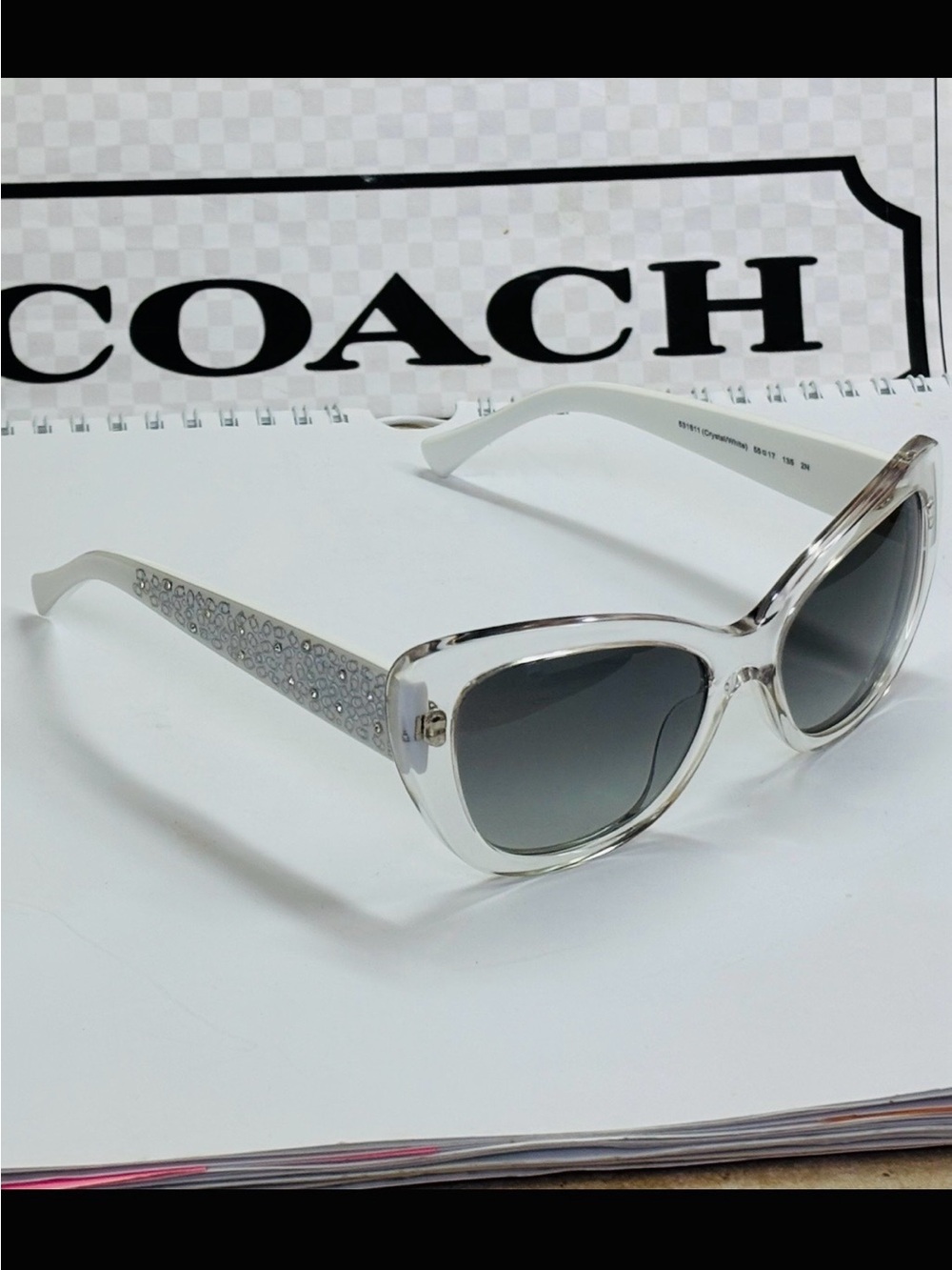 New Coach HC8143B (L120) 531611 Crystal/White Sunglasses - Picture 2 of 10